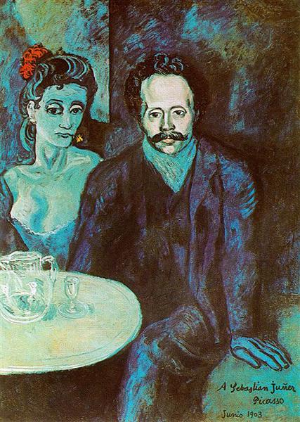 Pablo Picasso Oil Painting S.Junyer-Vidal With Woman Beside Him